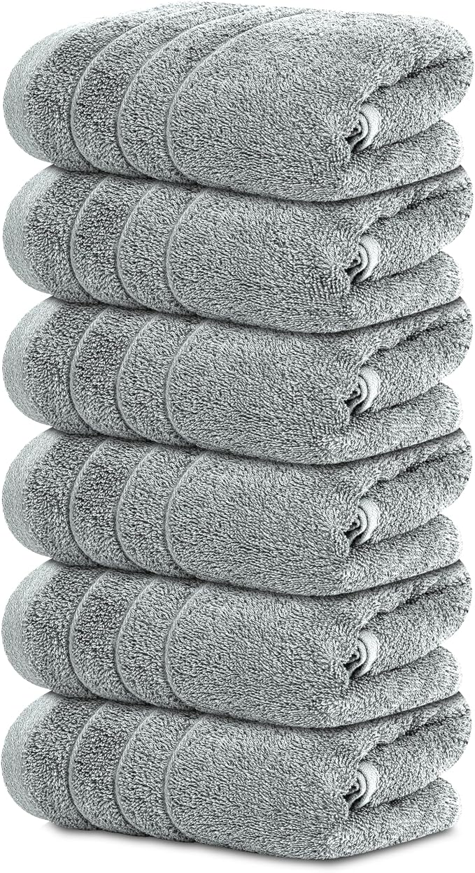 Tens Towels Pack of 6 Hand Towels, 100% Cotton, Lighter Weight, Quick to Dry by TensTowels