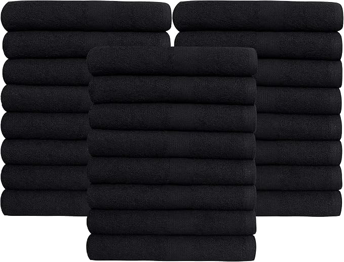 GREEN LIFESTYLE Black Bleach Proof Towels Bulk Sets 100% Cotton 16' X 25' - Image 6