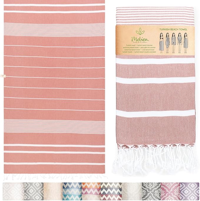 Premium Turkish Beach Towel – 100% Cotton, Quick Dry, Sand Free, Oversized by MEBIENTOUCHEDELANATURE