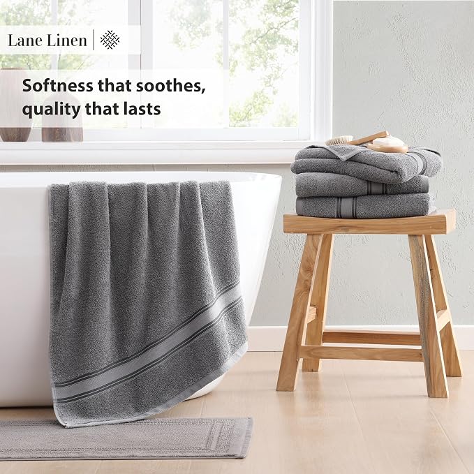 LANE LINEN 100% Cotton 4 Pack Bath Towels Set - Image 5