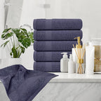White Classic Luxury Navy Blue Hand Towels - Image 6