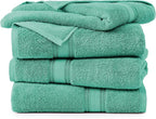 LANE LINEN Large Teal Cotton Bath Sheets, 4 Piece Set, Quick Dry, Super Soft - Image 2