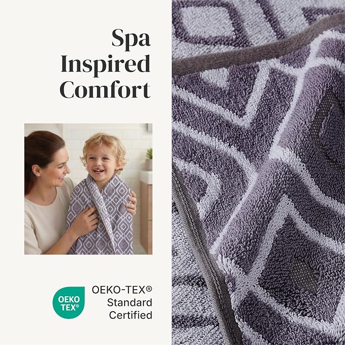 Modern Threads Classic Diamond 6-Piece 100% Cotton Towel Set – Yarn Dyed - Image 4
