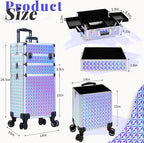 3 in 1 Rolling Makeup Train Case Professional Large Cosmetic Trolley - Image 2