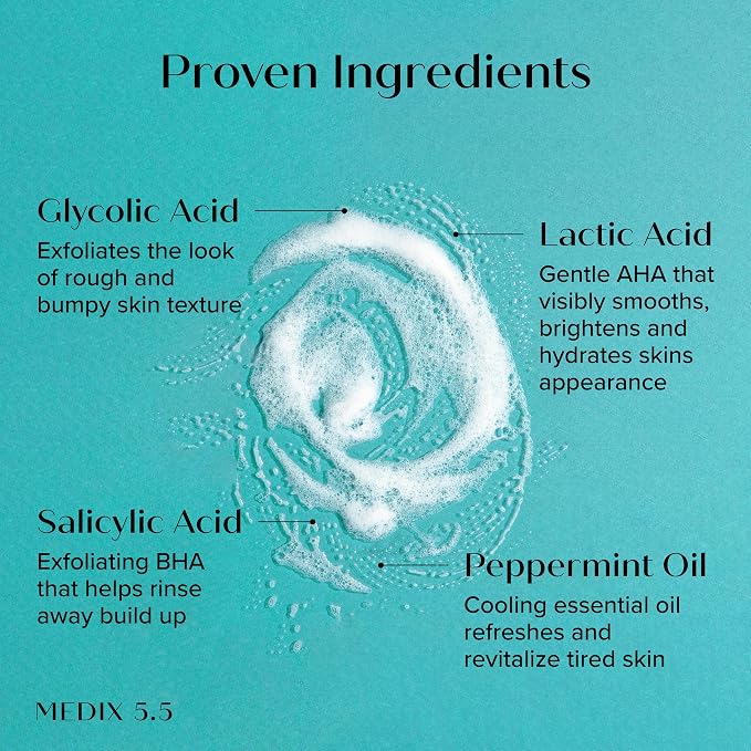 MEDIX 5.5 Glycolic Acid + Lactic Acid Exfoliating Body Wash Gel | KP Bump - Image 3