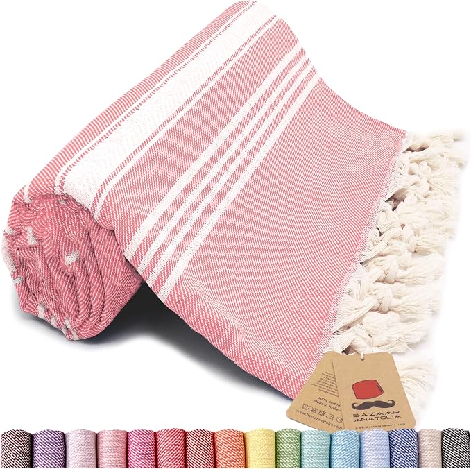 Bazaar Anatolia Turkish Beach Towel – 100% Cotton, Quick Dry, Sand Free Towel by BazaarAnatolia