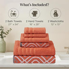 Modern Threads Classic Diamond 6-Piece 100% Cotton Towel Set – Yarn Dyed - Image 3