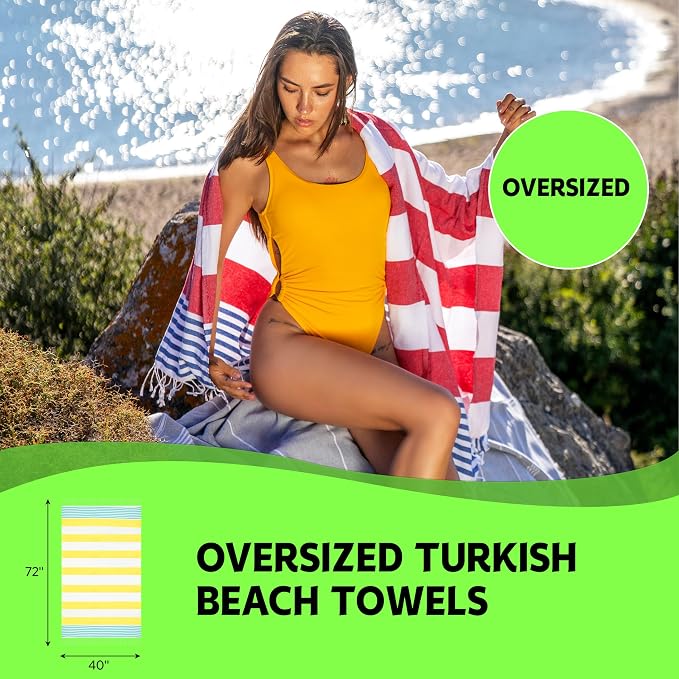 HAVLULAND Turkish Beach Towels, Oversized 40"x72" Turkish Bath Towel, Highly - Image 3