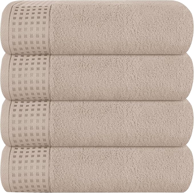 GLAMBURG Ultra Soft 4 Pack Oversized Bath Towel Set 27x54 inches, 100% Cotton by GLAMBURG