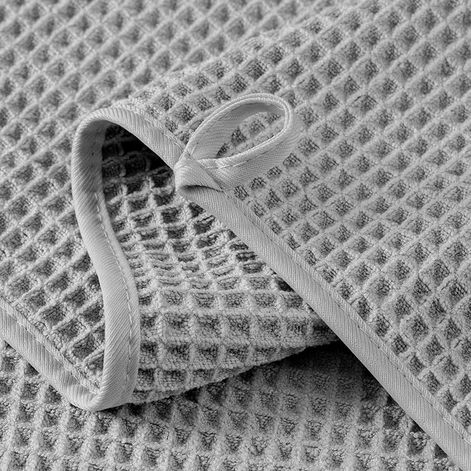 Microfiber Waffle Bath Towels, 4 Pieces, Fast Drying, Lint Free 430 GSM - Image 3