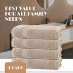 Wealuxe Taupe Bath Towels 27x54 Inch, Cotton Towel Set - Image 4