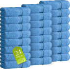 White Classic Wealuxe Light Blue Washcloths 24 Pack by WhiteClassic