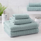 Welhome James 100% Cotton Textured Stripe Towel Set - Image 2