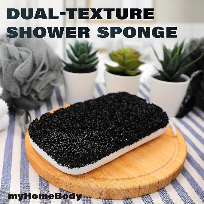 myHomeBody Extra Exfoliating Body Scrubber, Bath Sponge - Image 2
