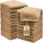Basic Wash Cloths 12x12 Inches – Bulk Pack of 24 – Beige Color – Soft and by TEXTILA