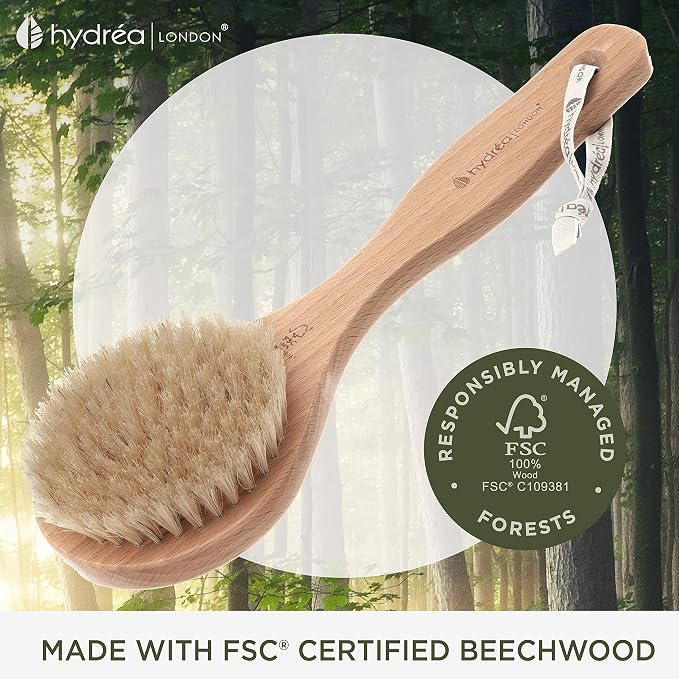 Hydrea London Dry Body Brush –Short Handle Premium Exfoliating Dry Skin Brush - Image 3