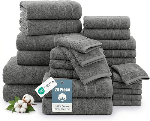 100% Cotton Bath Towels Set of 24 – 2 Bath Sheets, 2 Large Bath Towel, 2 Gym by CasaPlatino