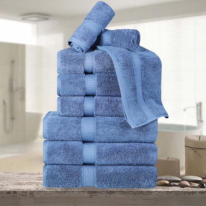 Superior Egyptian Cotton Pile 9 Piece Towel Set, Includes 3 Bath, 3 Hand by SUPERIOR