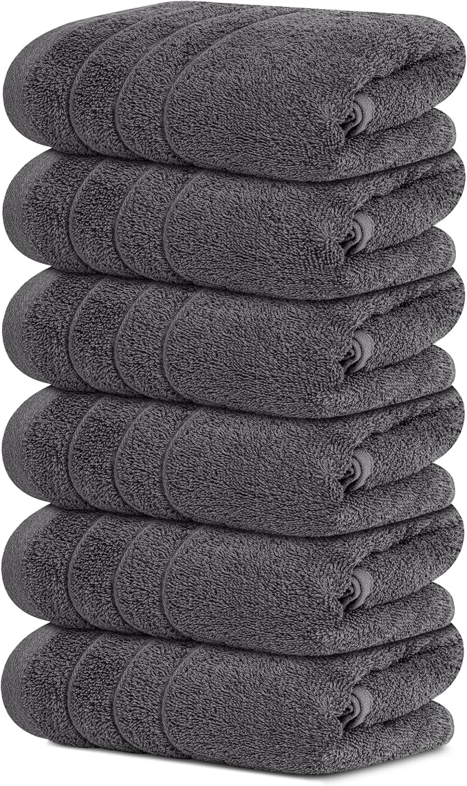 Tens Towels Pack of 6 Hand Towels, 100% Cotton, Lighter Weight, Quick to Dry by TensTowels