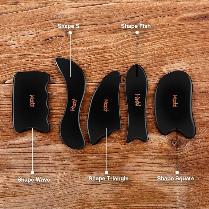 Maxdot 5 Pieces Gua Sha Massage Tools Set, Scraping Massage Tools Guasha Stone - Image 2