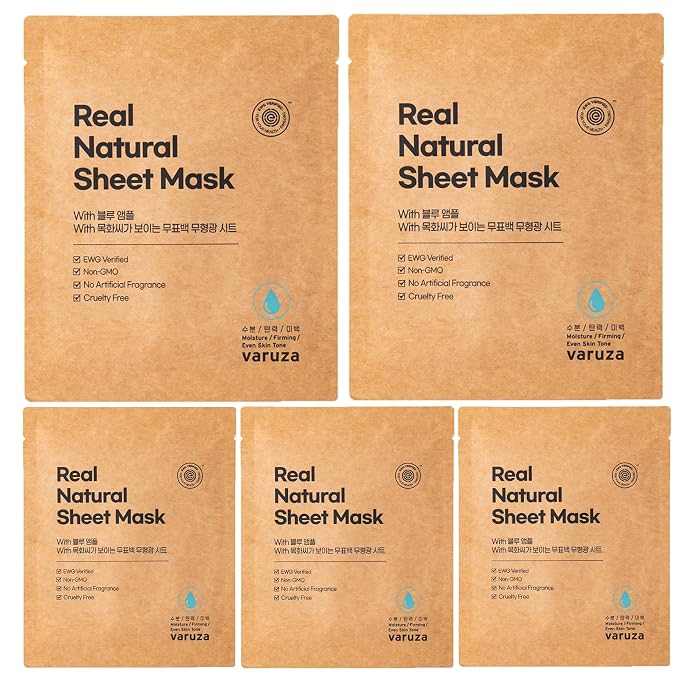 varuza] Real Natural Sheet Mask – EWG VERIFIED, Vegan Face Mask by Thebeginningofcleanbeauty