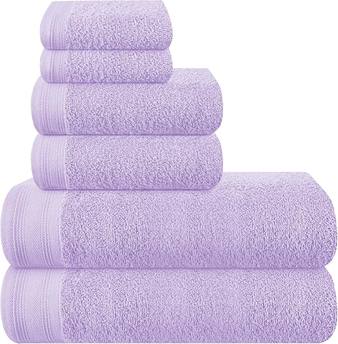 Ultra Soft 6 Pack Cotton Towel Set, Contains 2 Bath Towels 28x55 inch, 2 Hand by Unknown