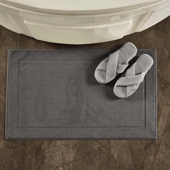 Hawmam Linen Cool Grey Bath Mats, 21 x 34 inches, Banded Design, Highly - Image 5