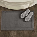 Hawmam Linen Cool Grey Bath Mats, 21 x 34 inches, Banded Design, Highly - Image 5