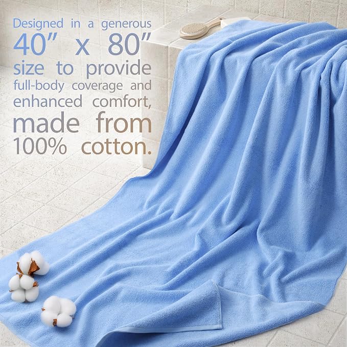 Cotton Paradise, 100% Cotton 40x80 Oversized Bath Sheet, Extra Large Turkish - Image 2