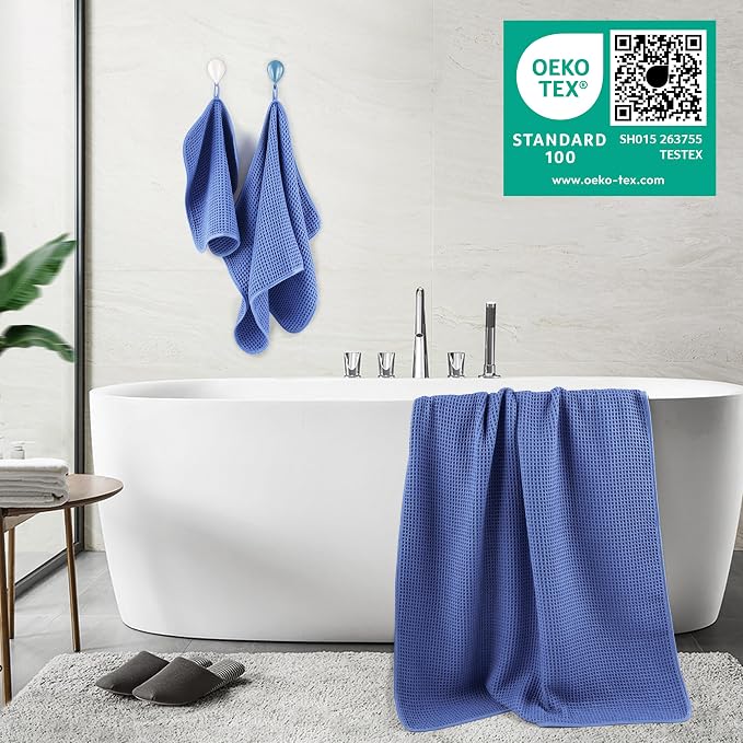 POLYTE 430 GSM Microfiber Quick Dry Lint Free Oversize Bath Towel Set, 6 Piece - Image 3