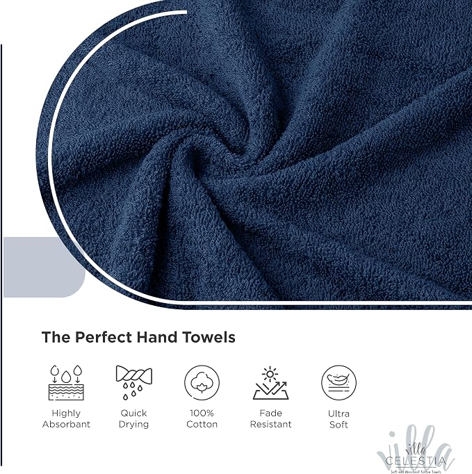 100% Cotton Hand Towel Set of 2, Sustainable, Highly Absorbent, Quick Drying - Image 3