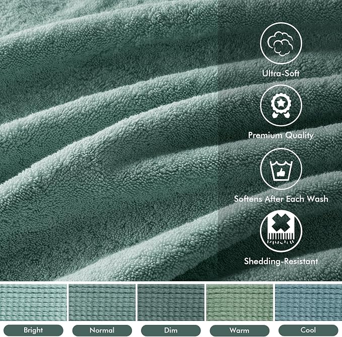 Madison Park 800GSM Bathroom Towel Set of 8 100% Cotton Bath Towel Set - Image 3