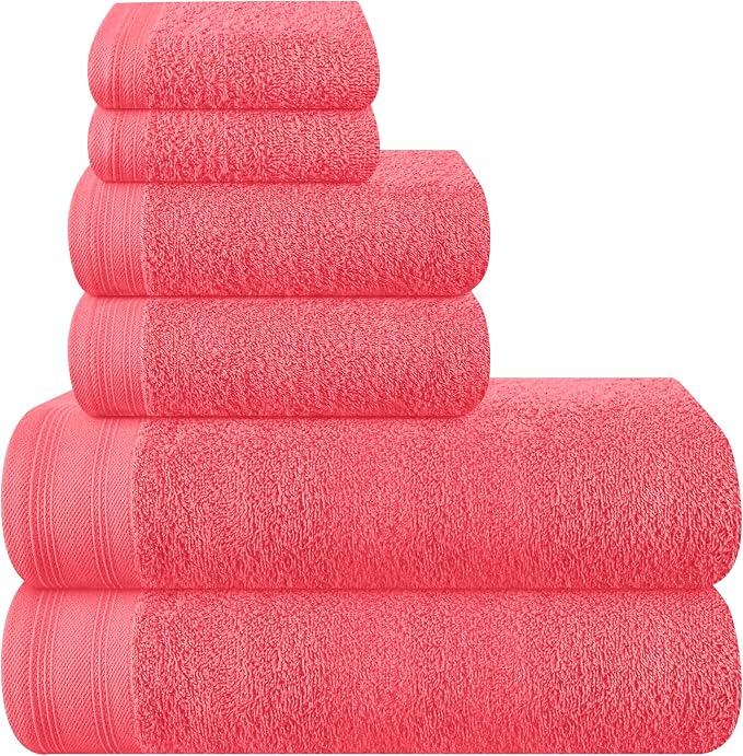 Ultra Soft 6 Pack Cotton Towel Set, Contains 2 Bath Towels 28x55 inch, 2 Hand by Unknown