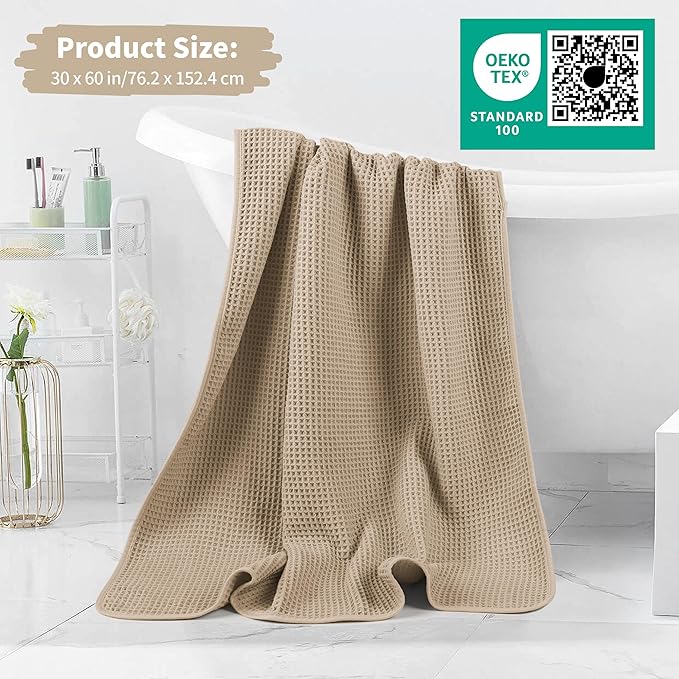MICROFI New Microfiber Waffle Bath Towels, 2 Pieces, Fast Drying, Lint Free 430 - Image 5