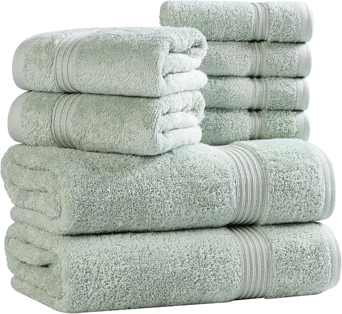 Superior Egyptian Cotton 8-Piece Towel Set, Guest Bath Decor Essentials - Image 2