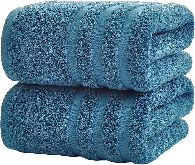 Bath Towels 2 Pack, 30 x 60 Inches, Large 100% Cotton Towels, Comfortable by Velqora