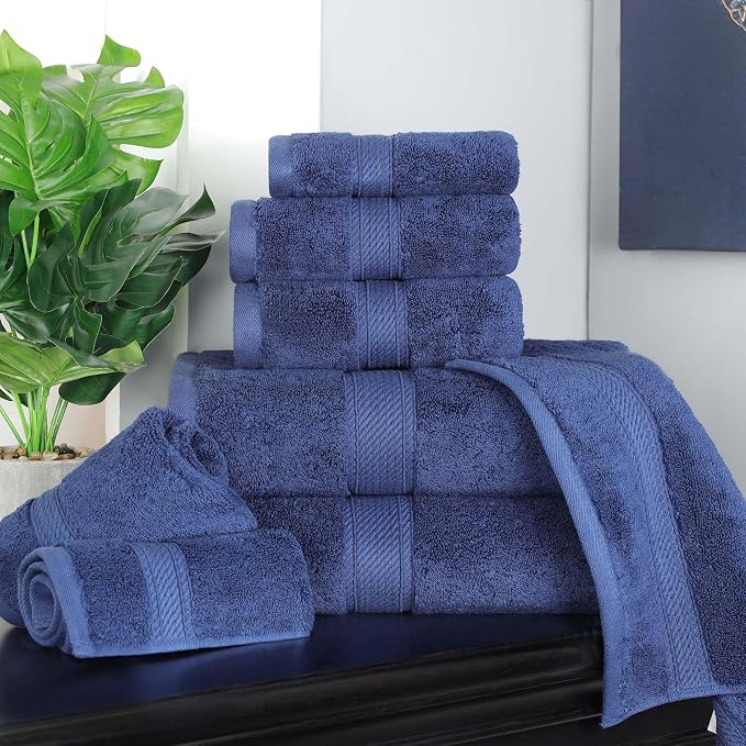 SUPERIOR Egyptian Cotton Pile 8 Piece Towel Set, Includes 2 Bath, 2 Hand - Image 2