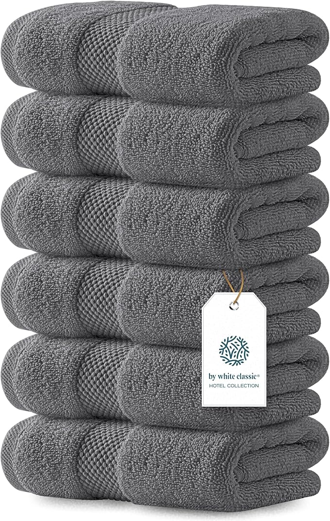 White Classic Luxury Dark Gray Hand Towels by WhiteClassic