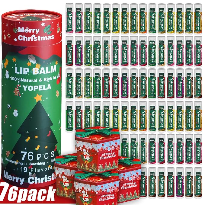 Yopela 76 Pack Christmas Natural Lip Balm Bulk by yopela