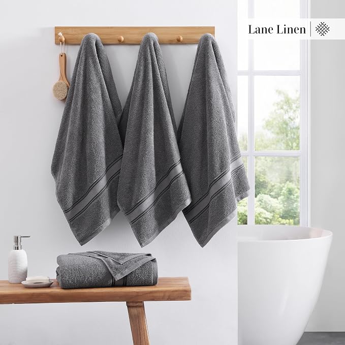 LANE LINEN 100% Cotton 4 Pack Bath Towels Set - Image 3