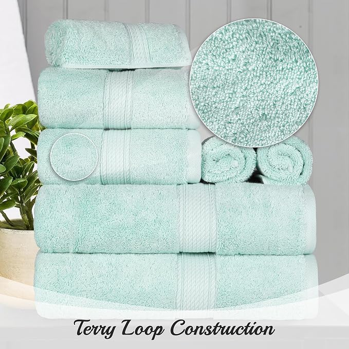 SUPERIOR Egyptian Cotton Pile 8 Piece Towel Set, Includes 2 Bath, 2 Hand - Image 5