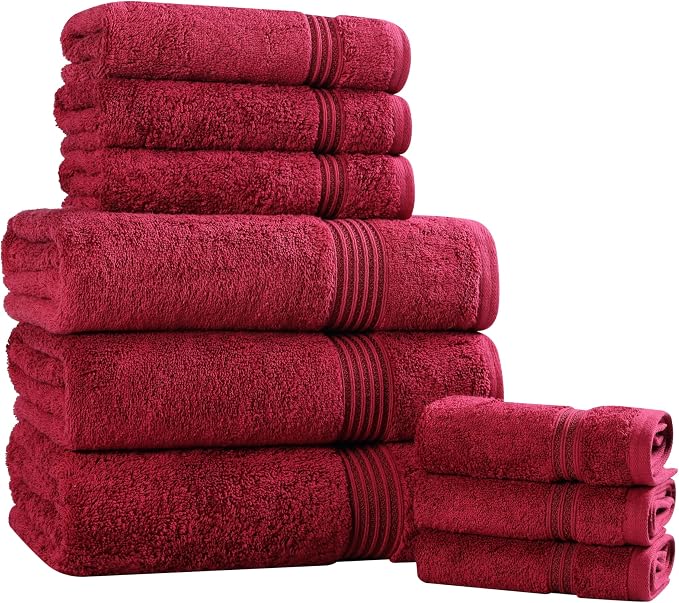 Superior Egyptian Cotton 9-Piece Towel Set, Guest Bath Decor Essentials - Image 2