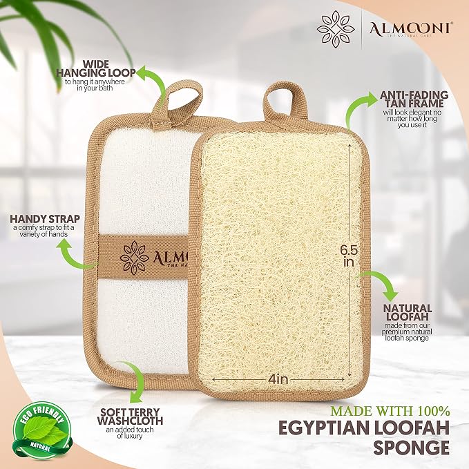 Almooni Premium Egyptian Exfoliating Loofah Pad Body Scrubber - Image 2