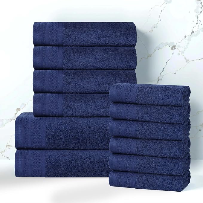 Superior Honeycomb 100% Cotton 500 GSM 12 Piece Bath Towel Set, 6 Washcloths - Image 2