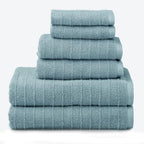 Welhome James 100% Cotton Textured Stripe Towel Set - Image 8