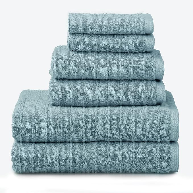 Welhome James 100% Cotton Textured Stripe Towel Set - Image 8