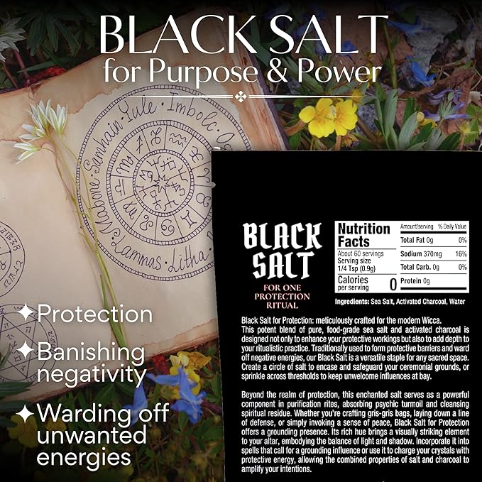 Black Salt for Protection Rituals & Wiccan Spells, Handcrafted Negative Energy - Image 2
