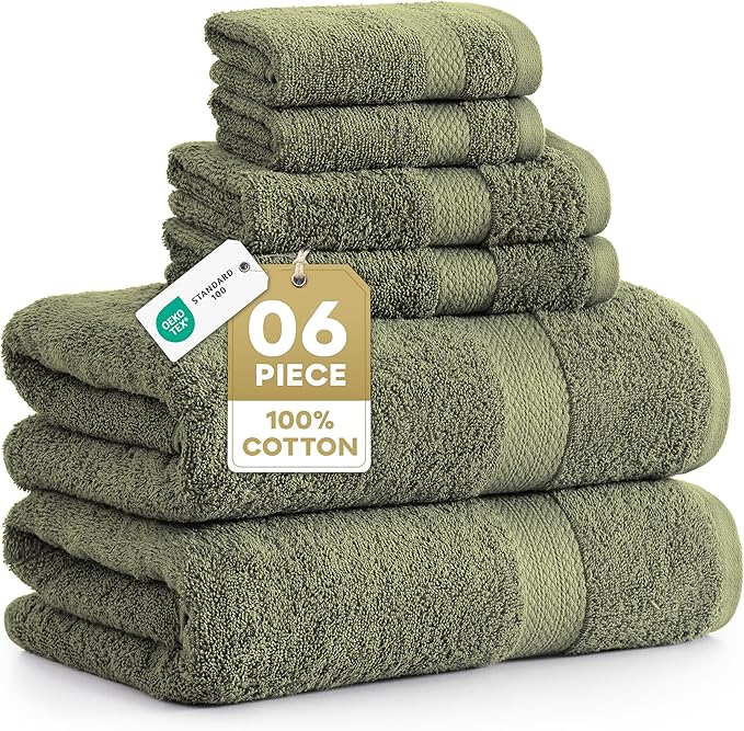 LANE LINEN Luxury Cotton Bath Towel Pack of 6 by LaneLinen