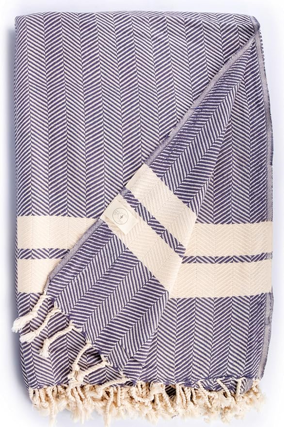 Bersuse 100% Cotton Herringbone XL Throw Blanket - Image 7