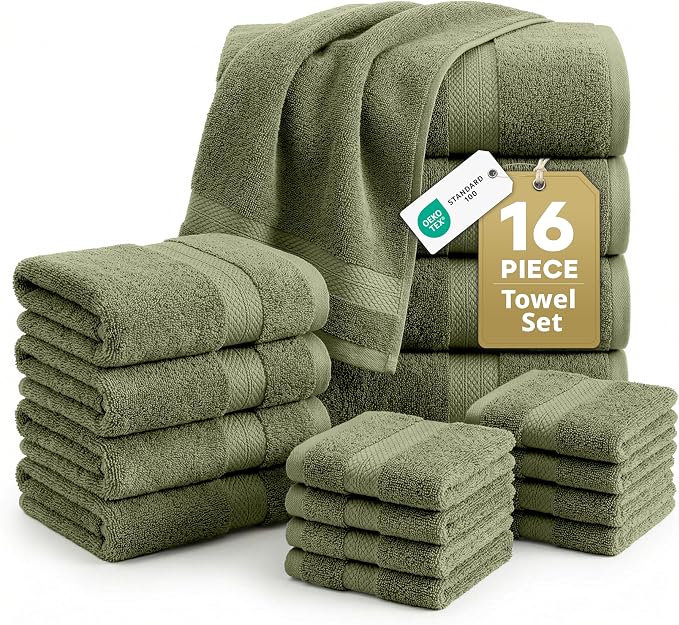 LANE LINEN Luxury Cotton Bath Towel Pack of 16 by LaneLinen